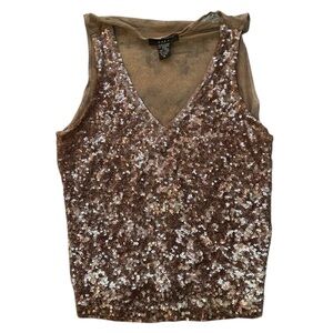 Y2K Saja silk and mesh iridescent sequin tank top